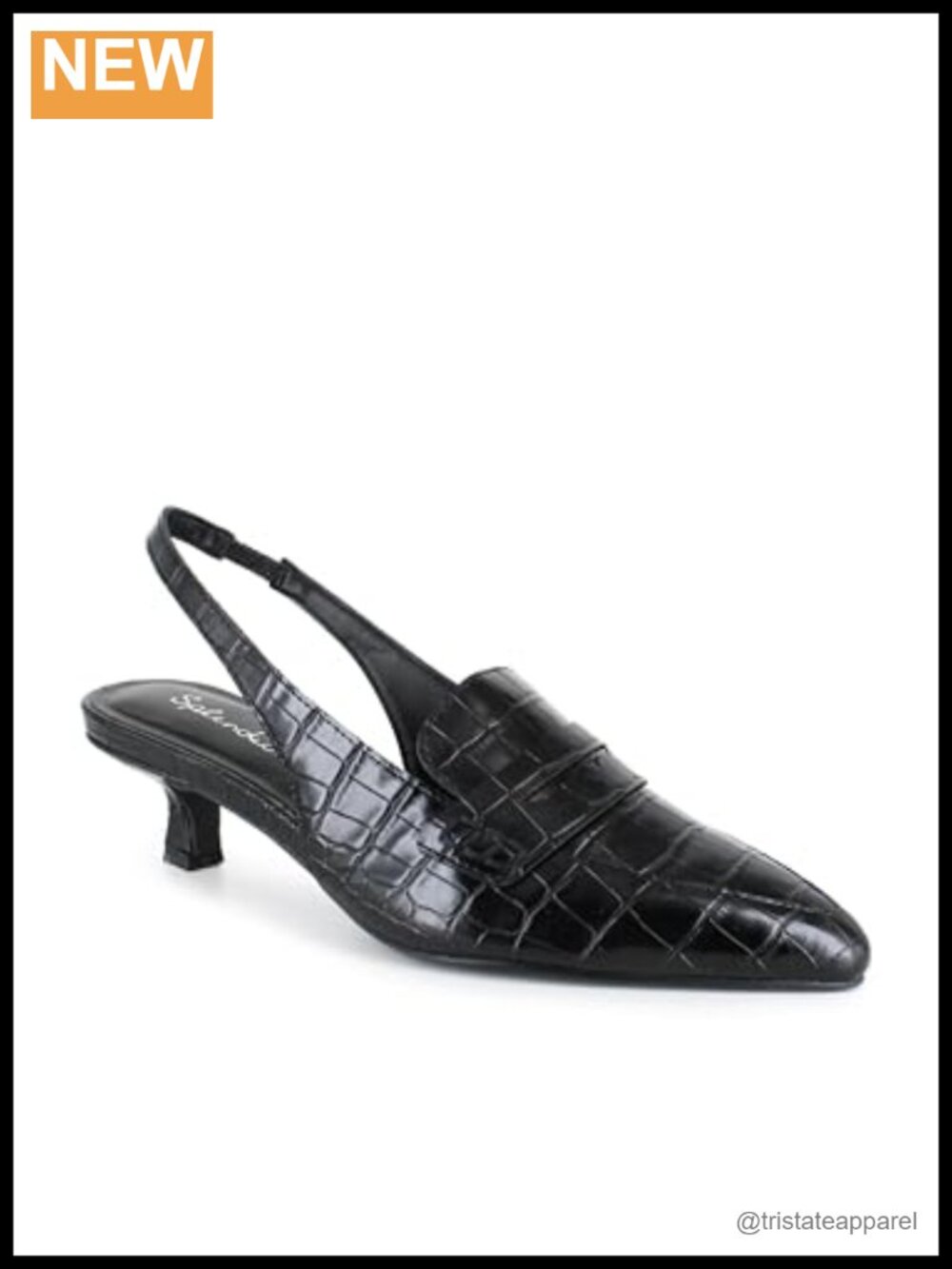 Faux Leather Kitten Heel Slingback Pump Almond Toe Cushioned Business Casual
